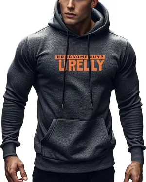 Men's Letter Print Long Sleeve Sweatshirt Athletic Performance Lightweight Hoodie for Men Casual Pullover Tops