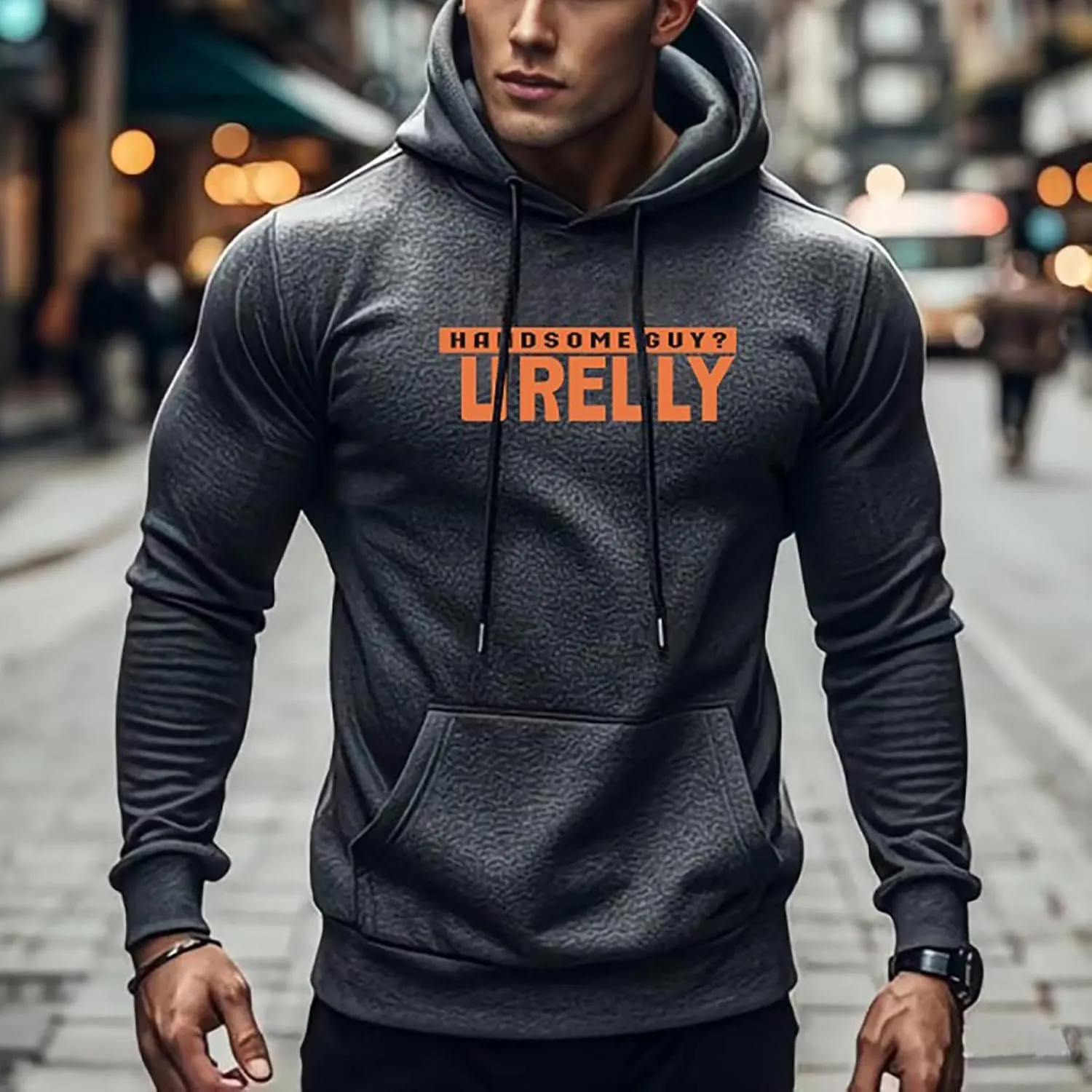 Men's Letter Print Long Sleeve Sweatshirt Athletic Performance Lightweight Hoodie for Men Casual Pullover Tops