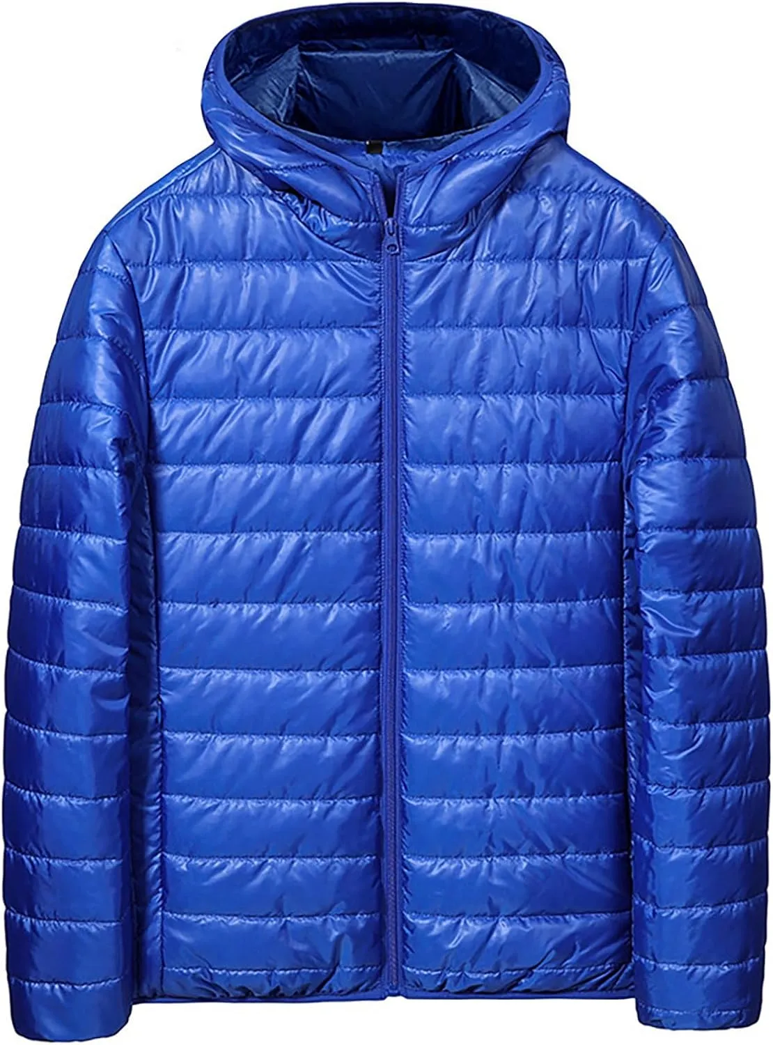 Men's Light Weight Full-Zip Puffer Jacket Quilted Winter Hoodie Down Coat Winter Light Insulated Short Puffer Coats