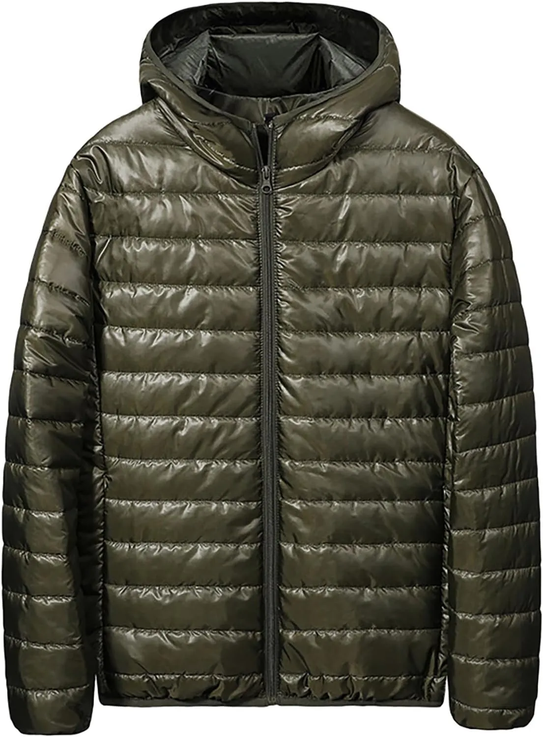 Men's Light Weight Full-Zip Puffer Jacket Quilted Winter Hoodie Down Coat Winter Light Insulated Short Puffer Coats