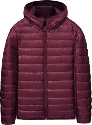 Men's Light Weight Full-Zip Puffer Jacket Quilted Winter Hoodie Down Coat Winter Light Insulated Short Puffer Coats