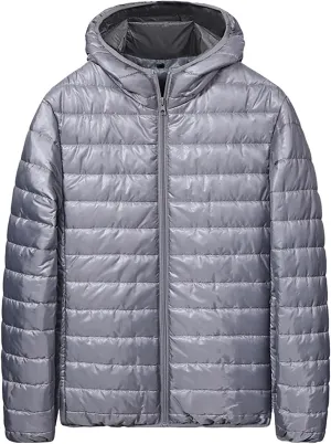 Men's Light Weight Full-Zip Puffer Jacket Quilted Winter Hoodie Down Coat Winter Light Insulated Short Puffer Coats