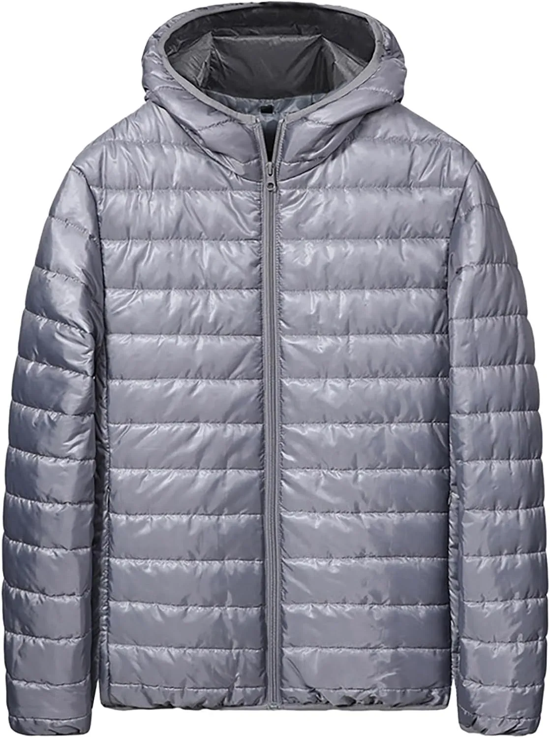 Men's Light Weight Full-Zip Puffer Jacket Quilted Winter Hoodie Down Coat Winter Light Insulated Short Puffer Coats