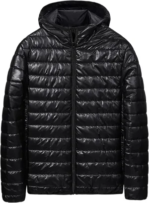 Men's Light Weight Full-Zip Puffer Jacket Quilted Winter Hoodie Down Coat Winter Light Insulated Short Puffer Coats