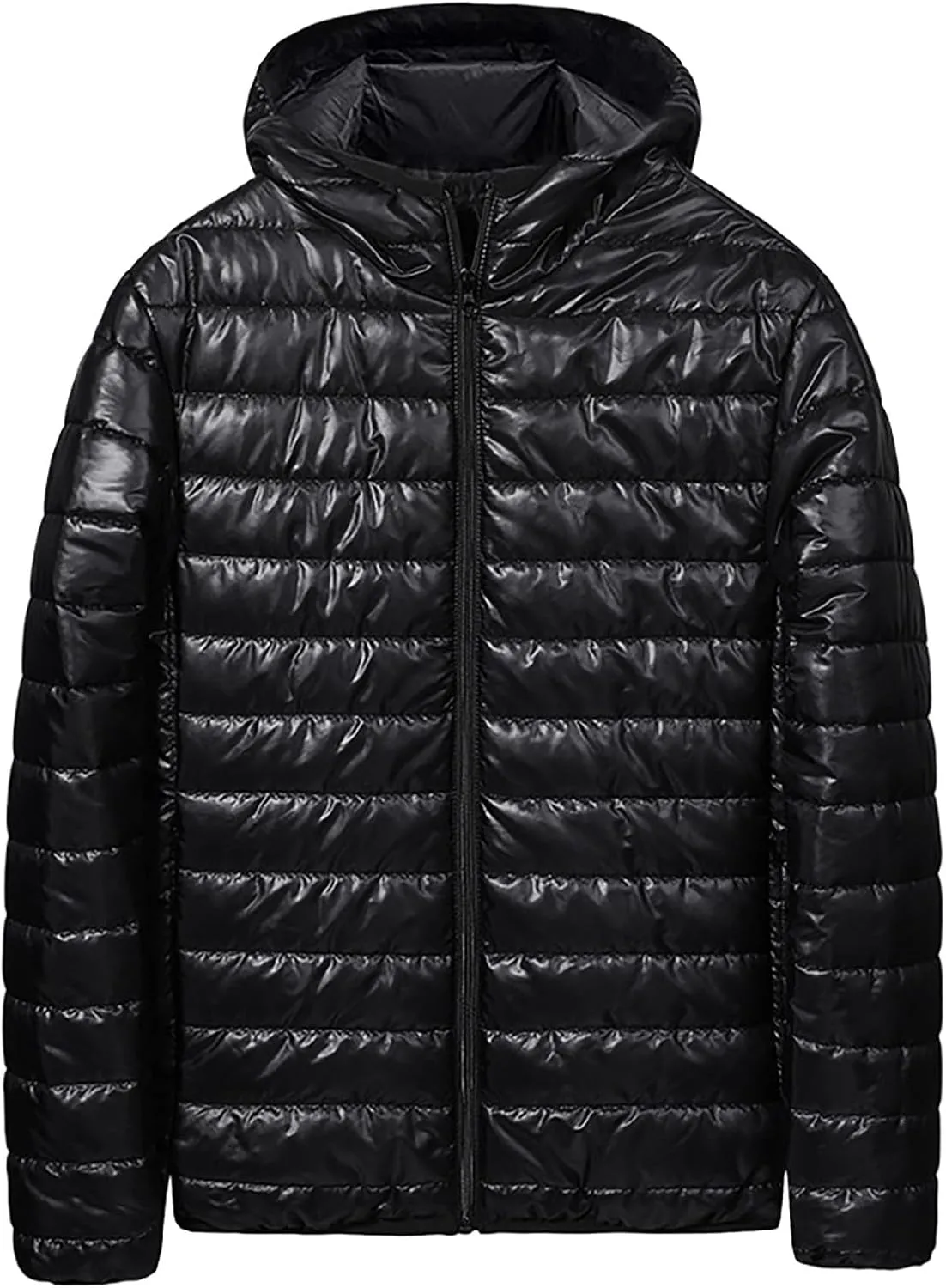 Men's Light Weight Full-Zip Puffer Jacket Quilted Winter Hoodie Down Coat Winter Light Insulated Short Puffer Coats