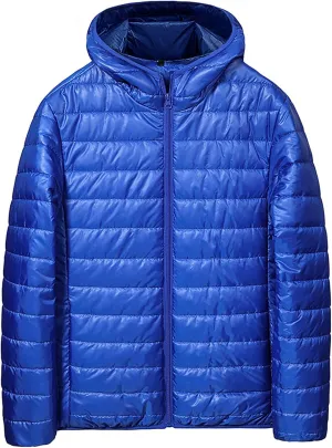 Men's Light Weight Full-Zip Puffer Jacket Quilted Winter Hoodie Down Coat Winter Light Insulated Short Puffer Coats