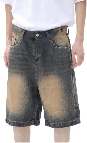Men's Loose Fit Denim Shorts Baggy Casual Summer Wide Leg Long Jean Jorts Hip Hop Shorts Trendy Outfits