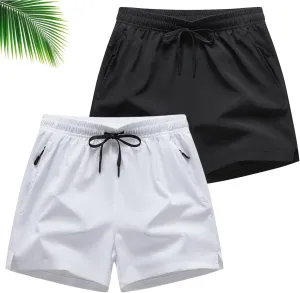 Men's Running Shorts 5 Inch Quick Dry Breathable with Pocket, Adjustable Elastic Lace-Up Gym Gym Shorts