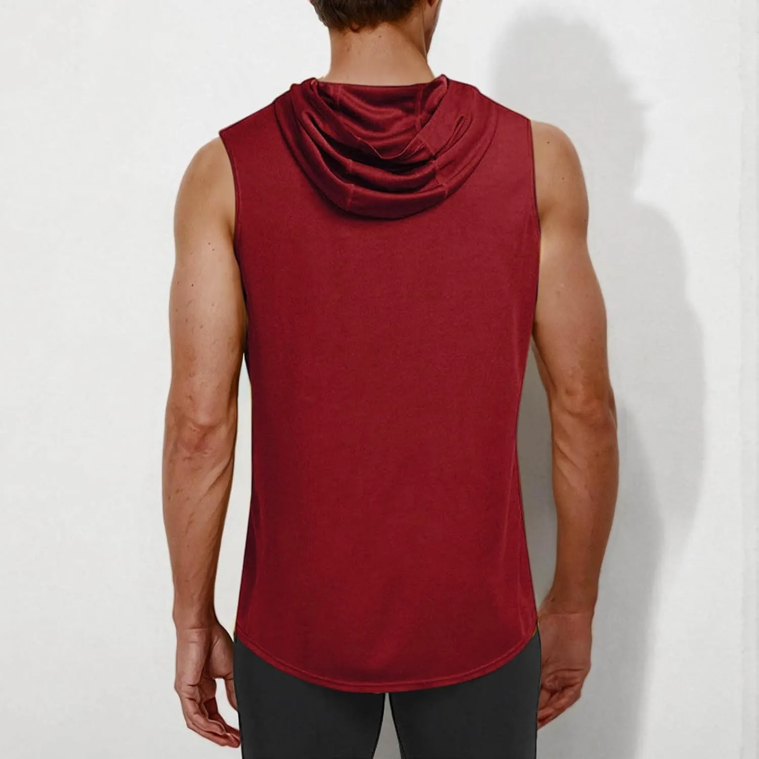 Men's Workout Hooded Tank Tops Sleeveless Gym Hoodie Shirt Workout Muscle Cut Off Shirt Bodybuilding Shirts Quick-Dry