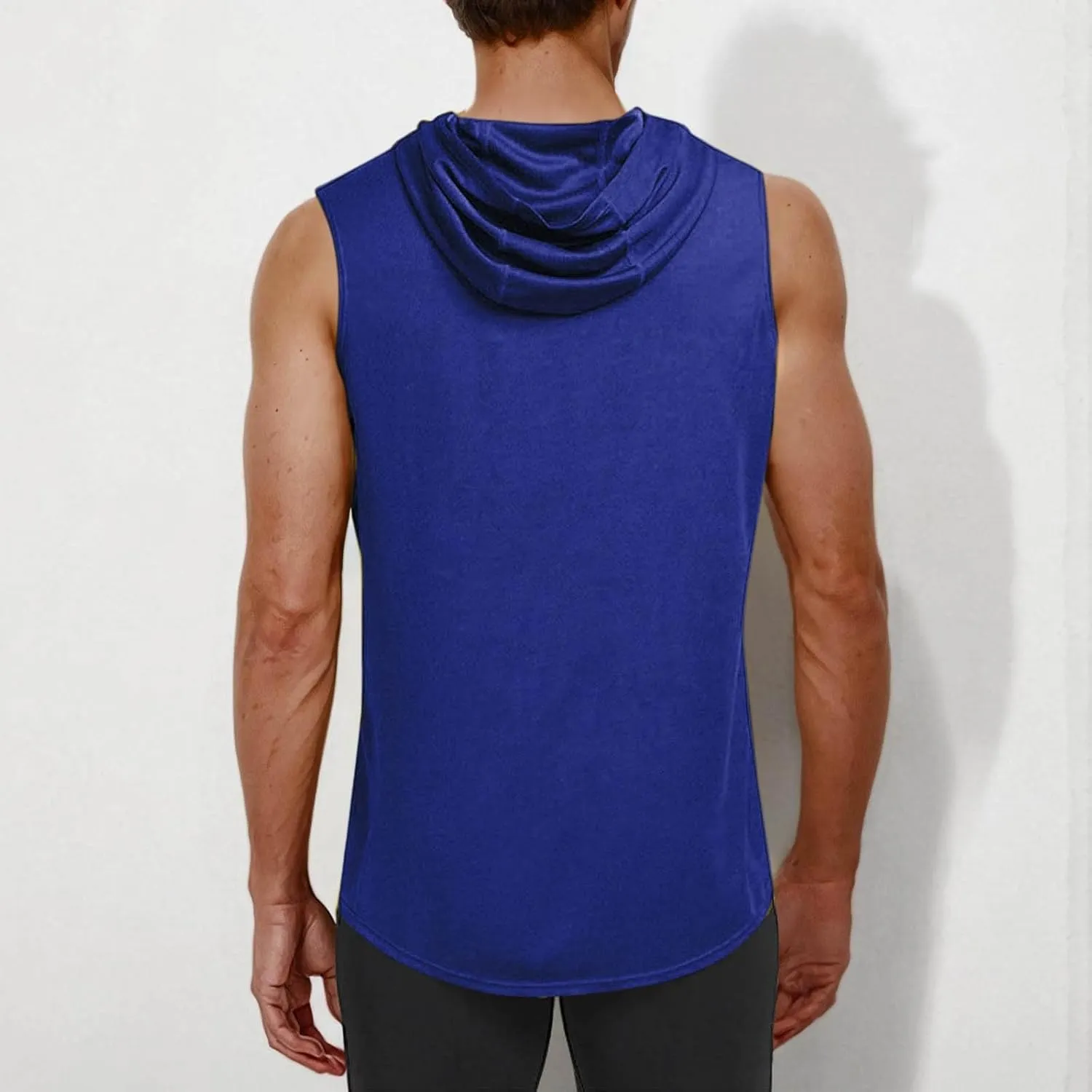 Men's Workout Hooded Tank Tops Sleeveless Gym Hoodie Shirt Workout Muscle Cut Off Shirt Bodybuilding Shirts Quick-Dry