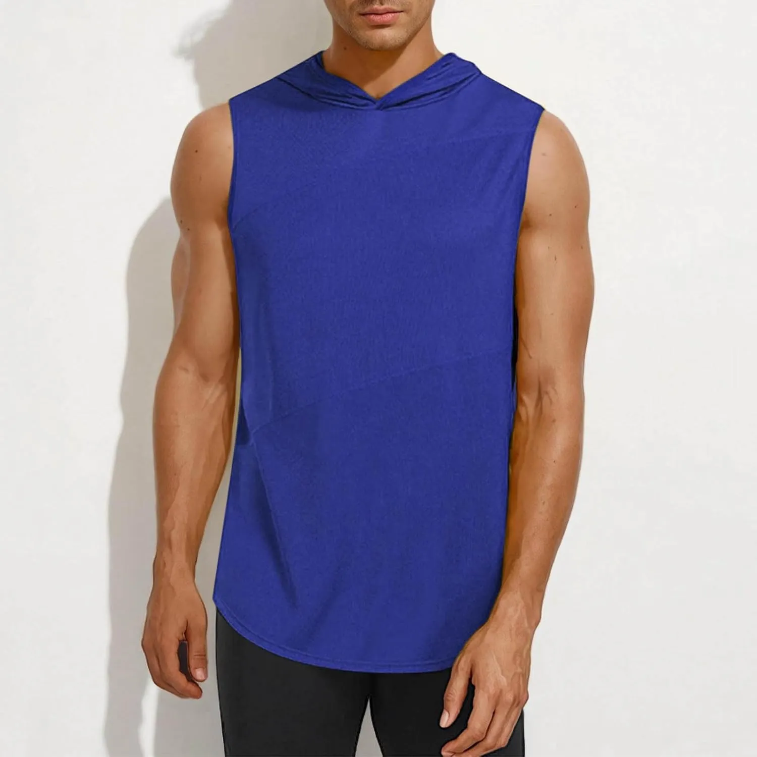 Men's Workout Hooded Tank Tops Sleeveless Gym Hoodie Shirt Workout Muscle Cut Off Shirt Bodybuilding Shirts Quick-Dry