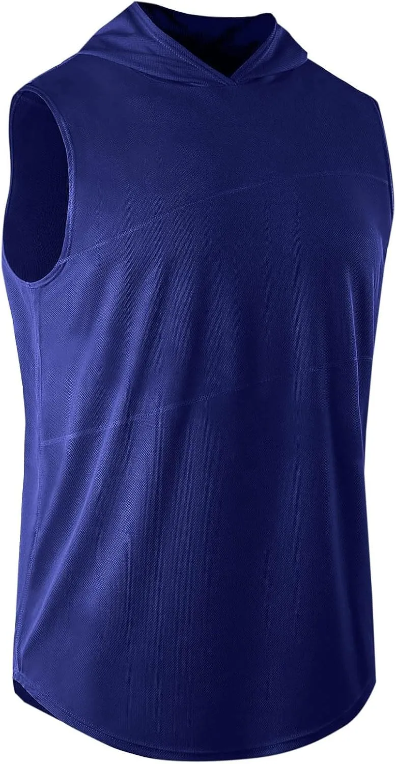 Men's Workout Hooded Tank Tops Sleeveless Gym Hoodie Shirt Workout Muscle Cut Off Shirt Bodybuilding Shirts Quick-Dry
