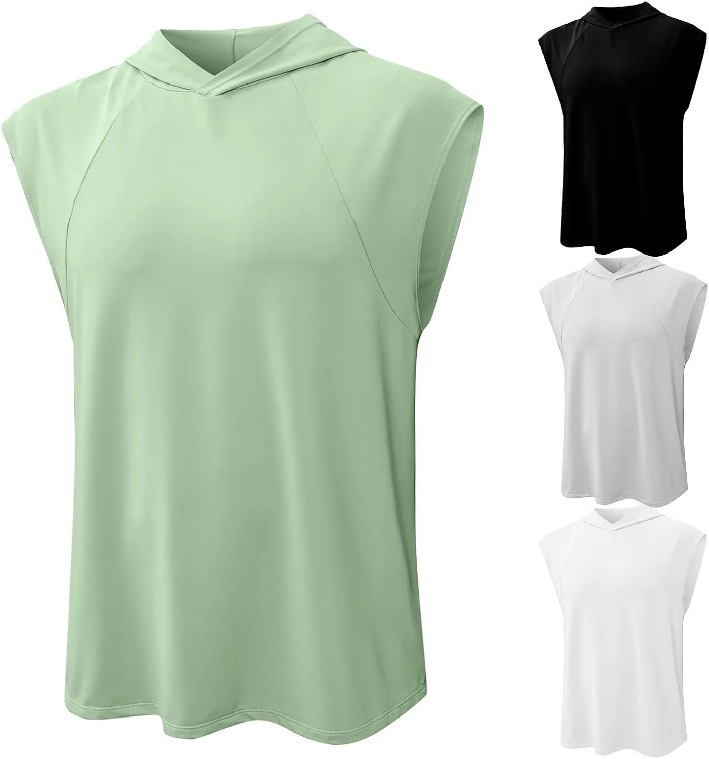 Mens Workout Tank Tops Gym Fitness Sleeveless Hoodies Muscle Fit Cut Off Hooded Shirts Summer Quick Dry Thin Shirts