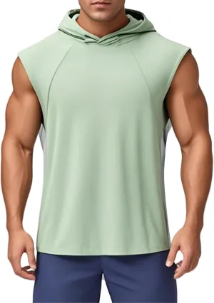 Mens Workout Tank Tops Gym Fitness Sleeveless Hoodies Muscle Fit Cut Off Hooded Shirts Summer Quick Dry Thin Shirts