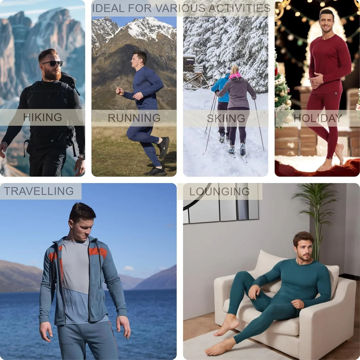 MERINNOVATION Merino Wool Base Layer Mens 100% Merino LS Thermal Shirts for Hiking Hunting,Lite, Midweight