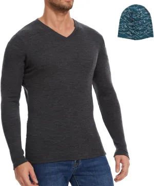 MERINNOVATION Merino Wool Base Layer Mens 100% Merino LS Thermal Shirts for Hiking Hunting,Lite, Midweight