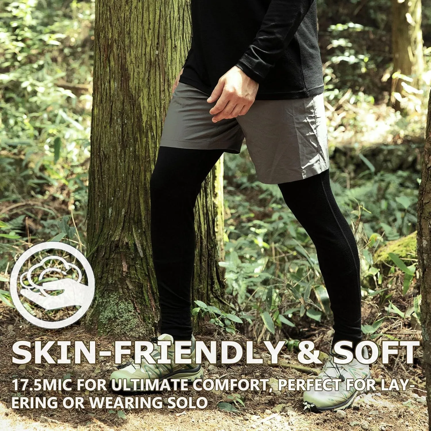 Merino Protect 100% Merino Wool Base Layer Men Thermal Long Underwear Soft Long Johns for Hunting Hiking