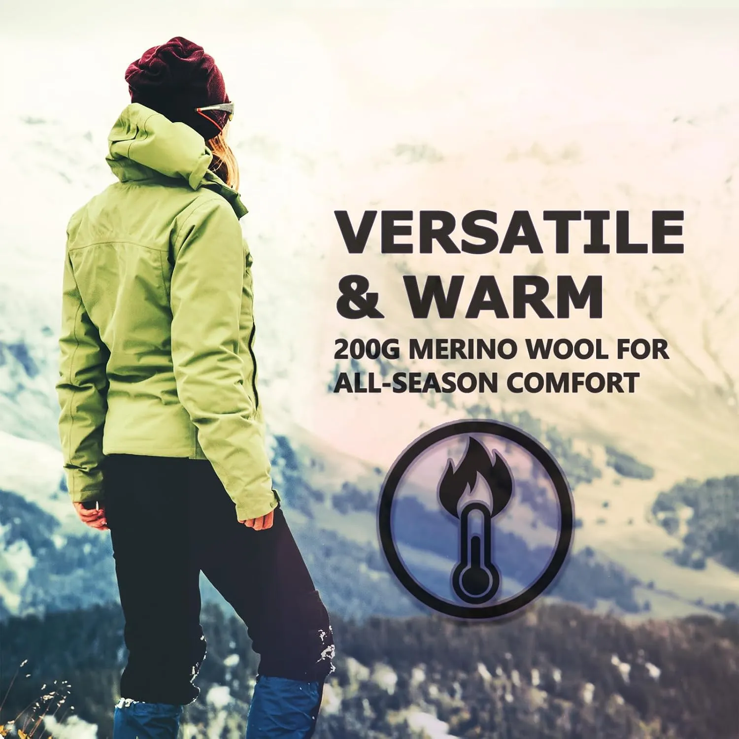 Merino Protect 100% Merino Wool Base Layer Womens Set Thermals Odor Resistance Underwear For Cold Weather