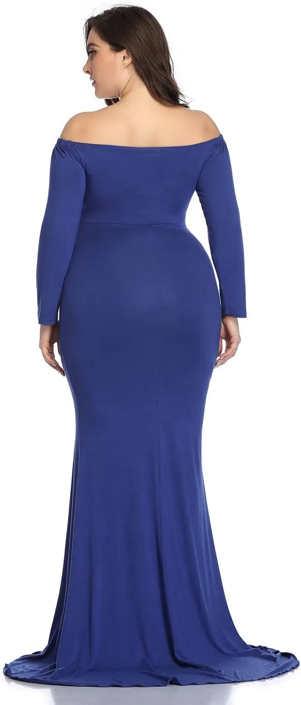 Mommy Jennie Long Sleeve Maternity Dress for Photoshoot Stretchy Pregnancy Fitted Gowns for Baby Shower