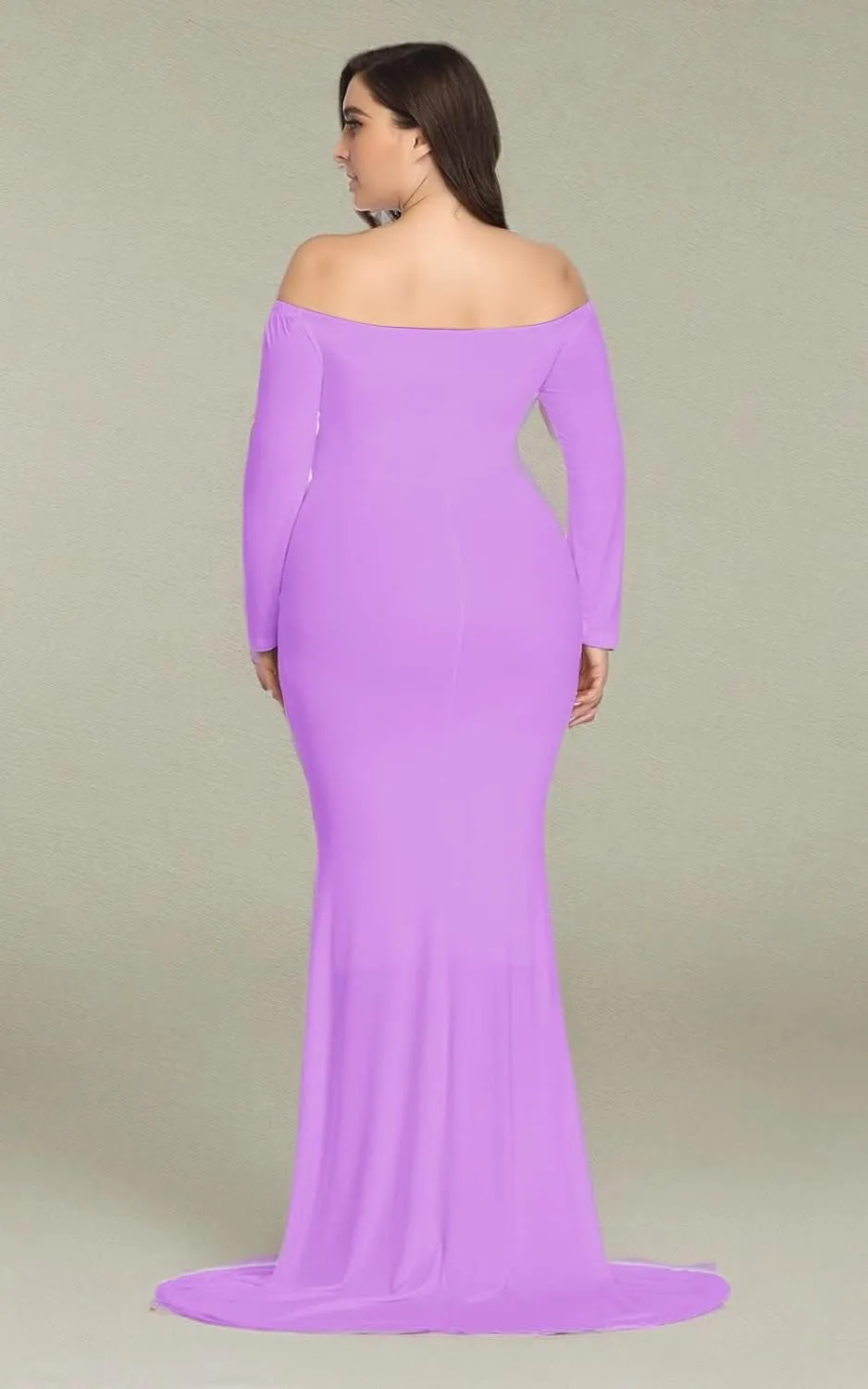 Mommy Jennie Long Sleeve Maternity Dress for Photoshoot Stretchy Pregnancy Fitted Gowns for Baby Shower