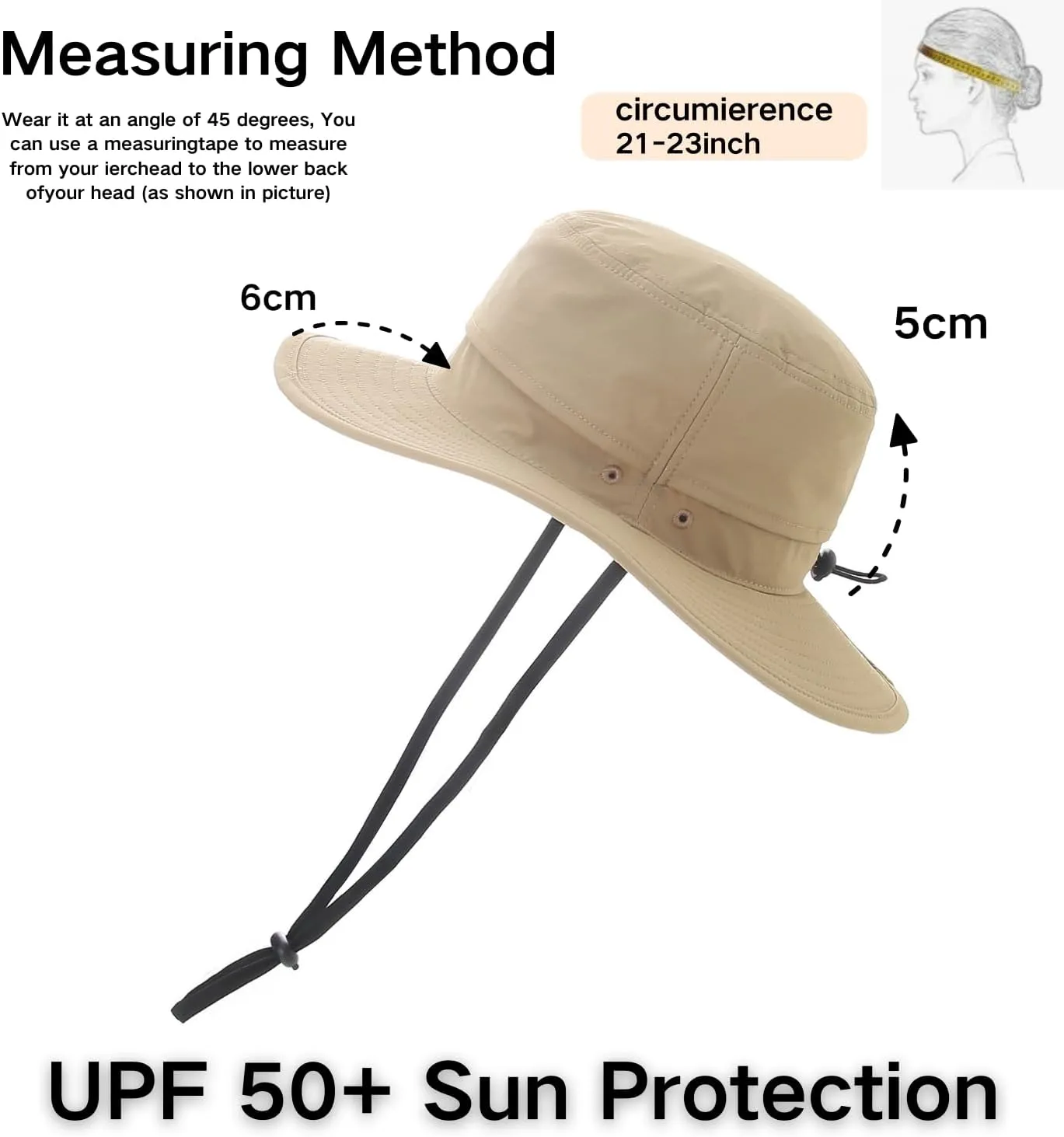 Moon Kitty Boonie Hats for Men UPF 50 Wide Brim Adjustable Sun Protection Hat Waterproof Fishing Hat