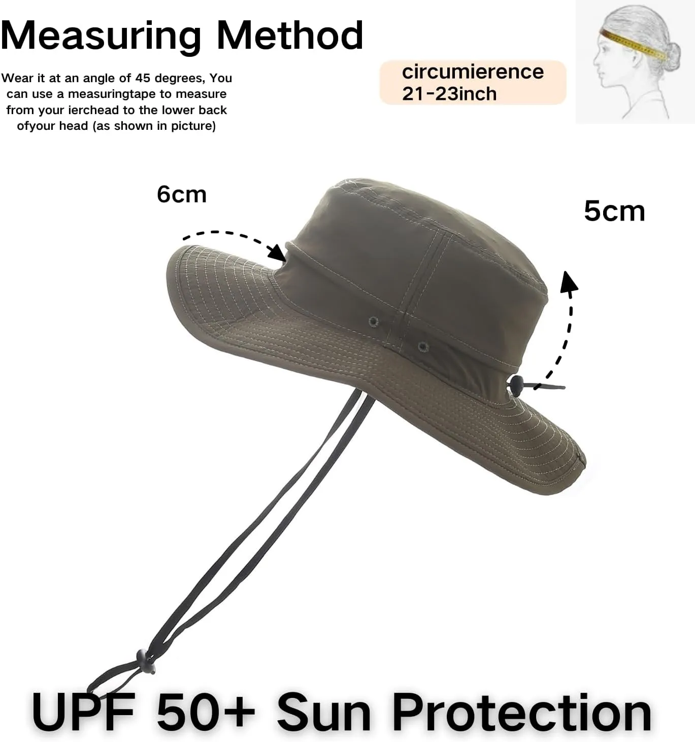 Moon Kitty Boonie Hats for Men UPF 50 Wide Brim Adjustable Sun Protection Hat Waterproof Fishing Hat