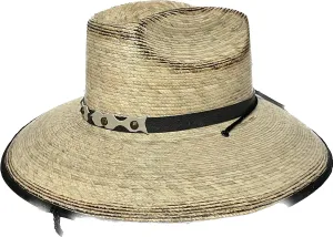 Mrlahat Wide Brim Palm Straw Sombreros Palma Wide Brim Style Sun Hat w/Chin Strap & Vented Crown OSFM Khaki