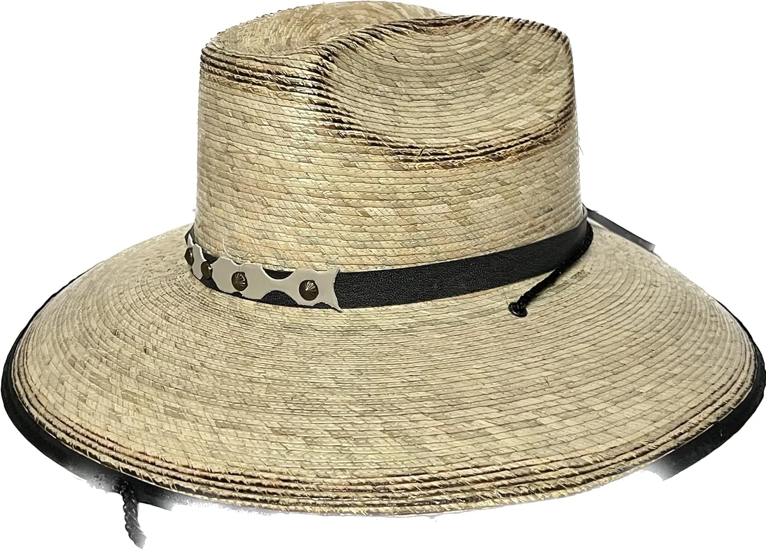 Mrlahat Wide Brim Palm Straw Sombreros Palma Wide Brim Style Sun Hat w/Chin Strap & Vented Crown OSFM Khaki