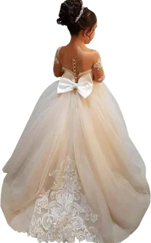 MuchXi Lovely Lace Flower Girls Dresses Kids First Communion Dress Princess Wedding Pageant Ball Gown
