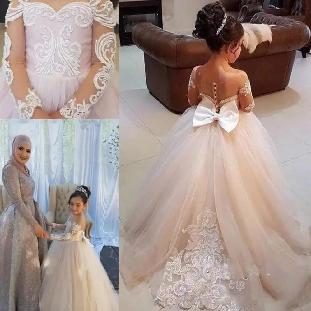 MuchXi Lovely Lace Flower Girls Dresses Kids First Communion Dress Princess Wedding Pageant Ball Gown