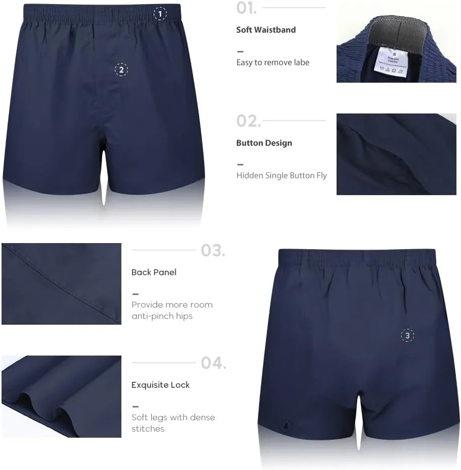 Natural Feelings Classic Boxers Shorts Cotton Woven Mens Underwear Boxers Pack