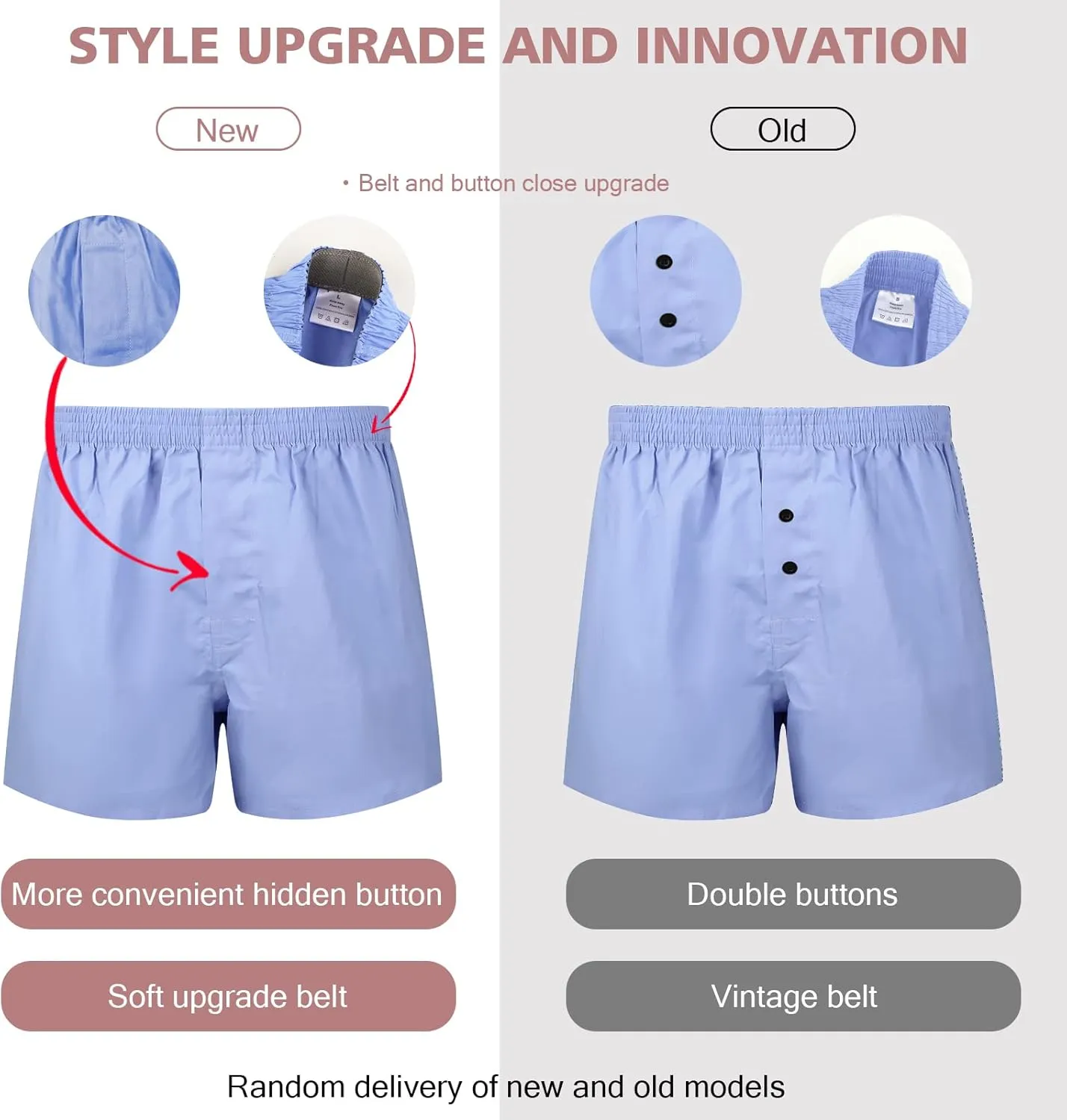 Natural Feelings Classic Boxers Shorts Cotton Woven Mens Underwear Boxers Pack