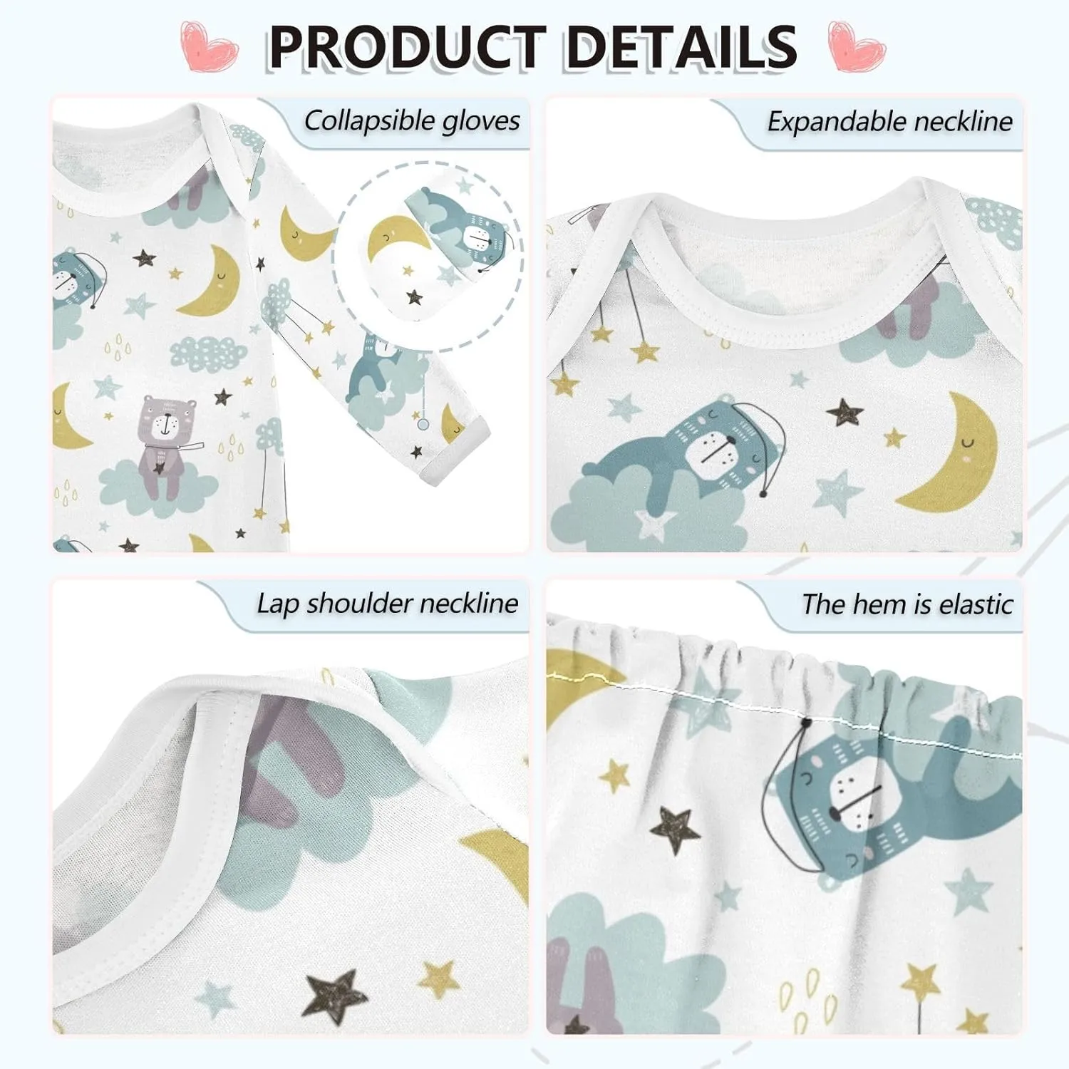 Newborn Gown Baby Nightdress Soft Long Sleeve Baby Sleeper Gowns for Easier Diaper Changing Cotton Baby Pajamas,3M
