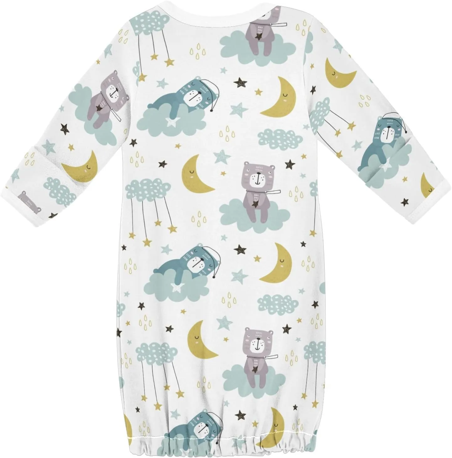 Newborn Gown Baby Nightdress Soft Long Sleeve Baby Sleeper Gowns for Easier Diaper Changing Cotton Baby Pajamas,3M
