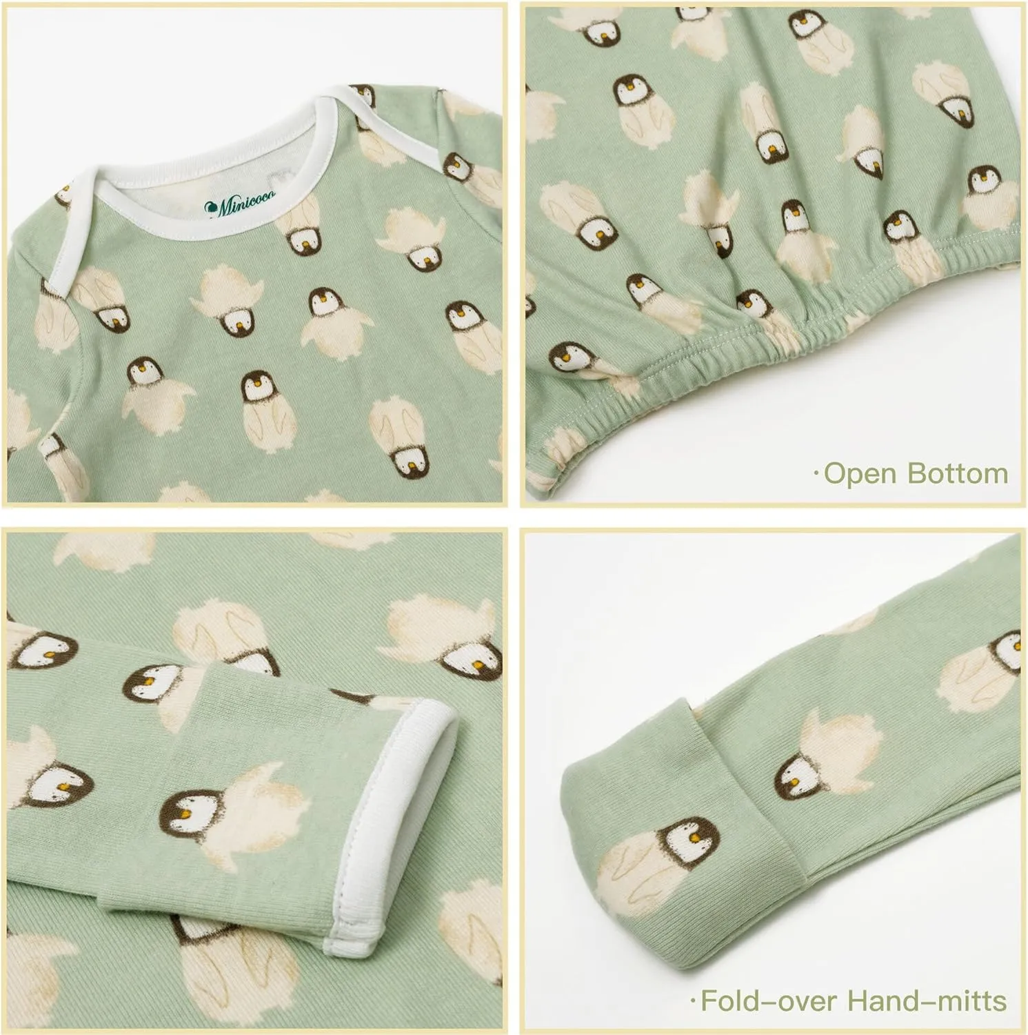 Newborn Unisex Baby Boys Girls Cotton Sleeper Gown Nightgown Sleepsuits with Hats, 0-3/0-6 Months