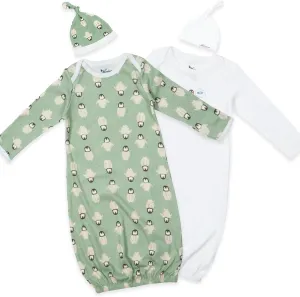 Newborn Unisex Baby Boys Girls Cotton Sleeper Gown Nightgown Sleepsuits with Hats, 0-3/0-6 Months