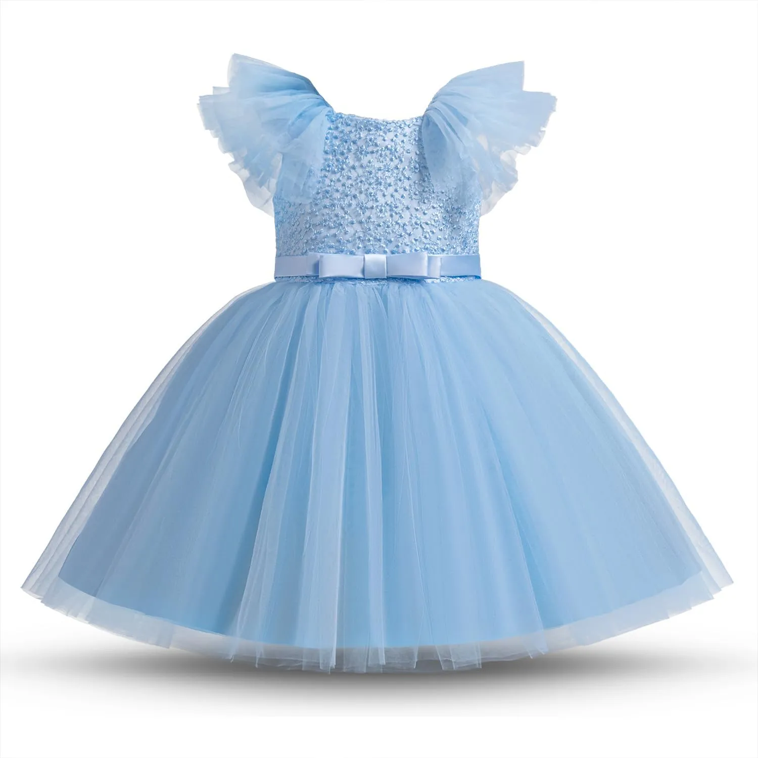 NNJXD Princess Girl Flower Dress Tulle Wedding Party Pageant Gown
