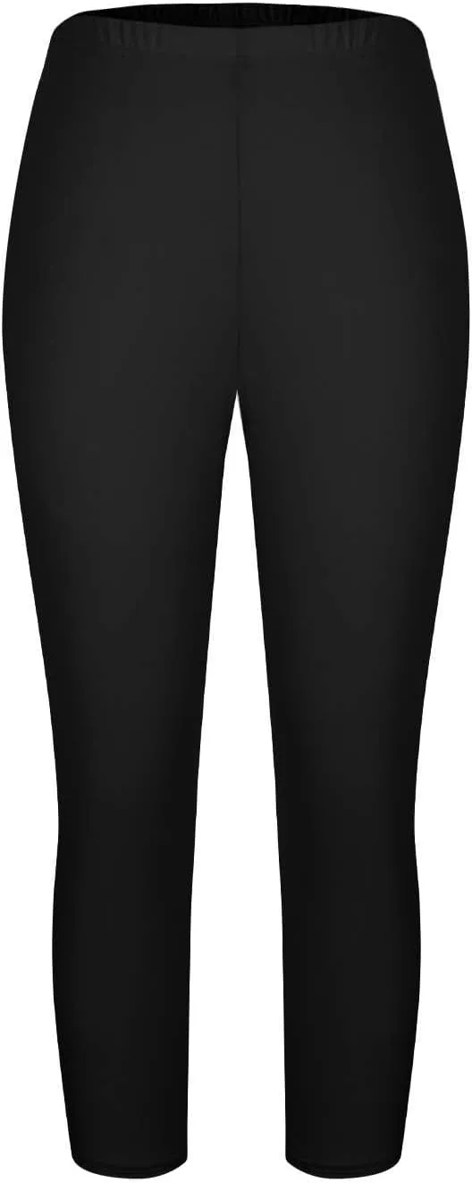 Plus Size Capri Pants for Women Pull-On Stretchy Elastic Waist Leggings Casual Yoga Workout Running Cropped Pants