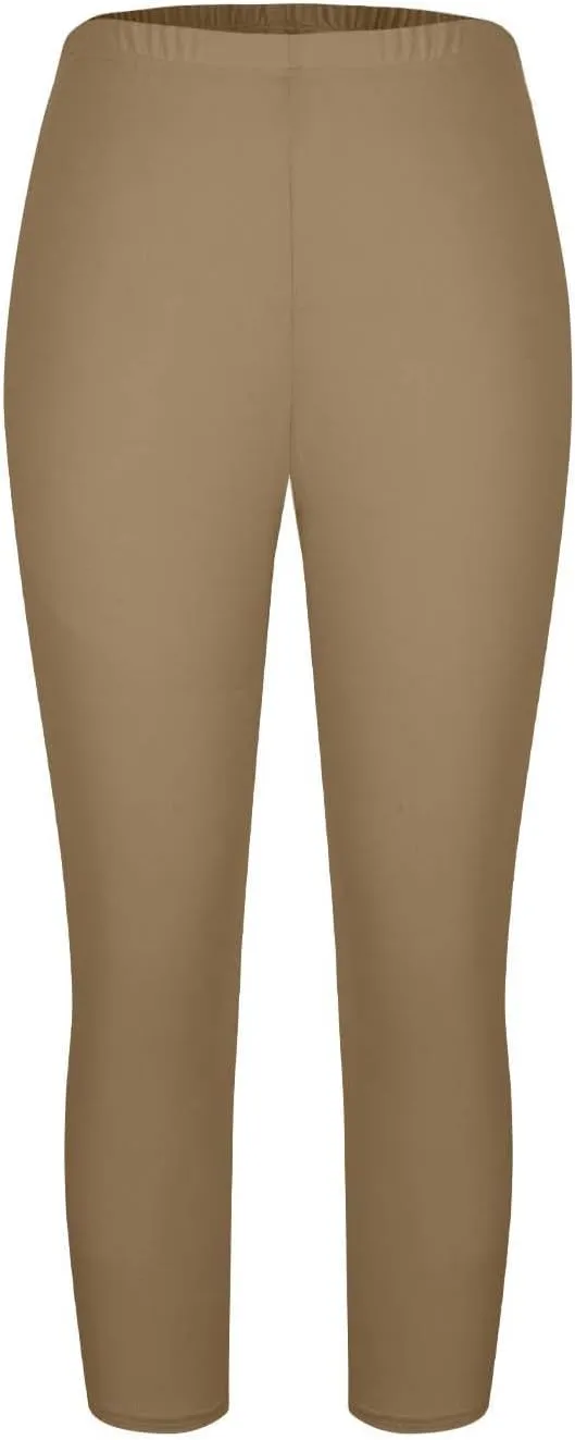 Plus Size Capri Pants for Women Pull-On Stretchy Elastic Waist Leggings Casual Yoga Workout Running Cropped Pants