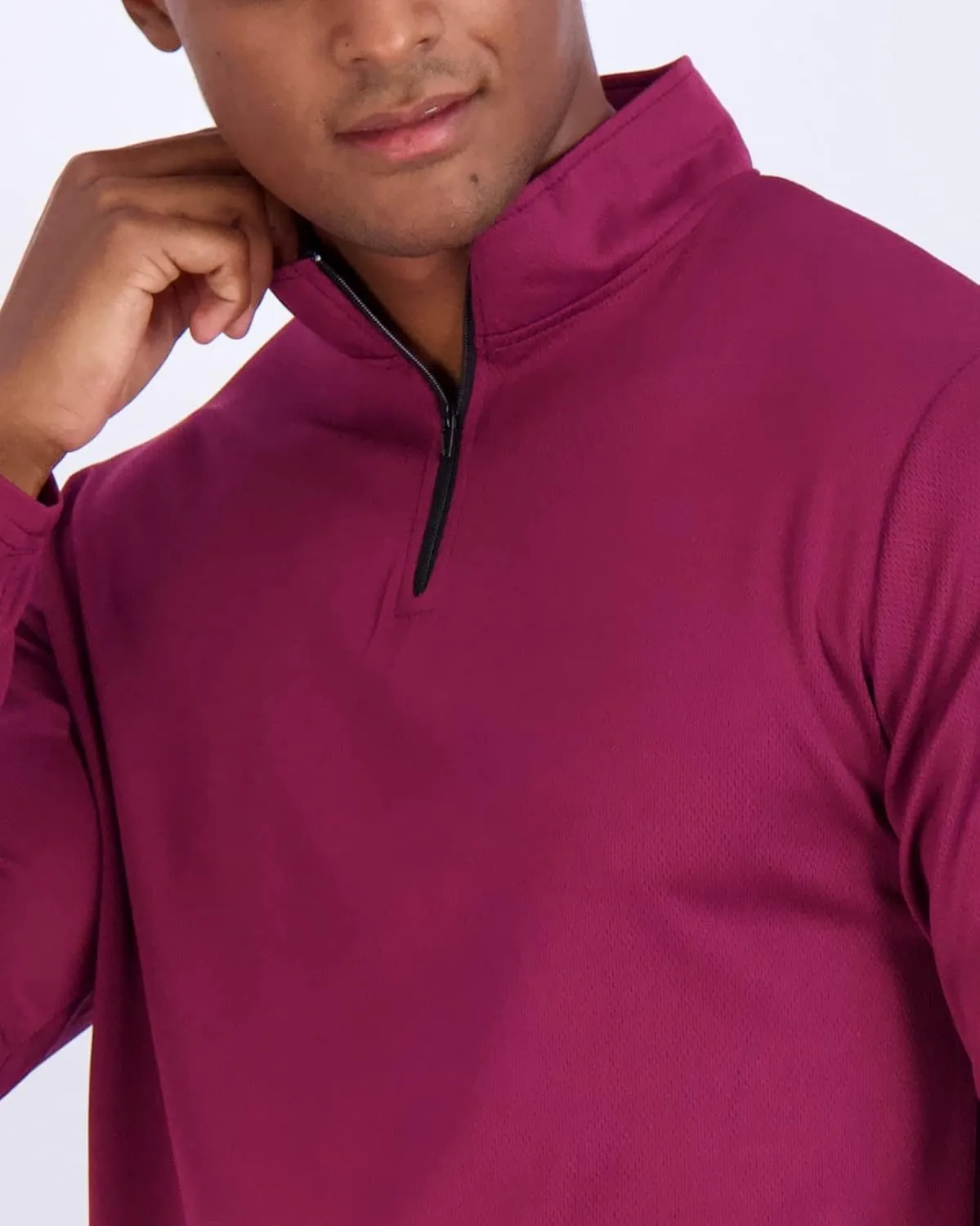 Real Essentials 3 Pack: Men's Mesh Long Sleeve Athletic Quarter Zip Pullover - Outdoor UPF 50  (Available in Big & Tall)