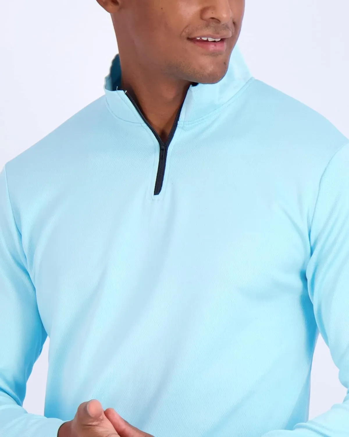 Real Essentials 3 Pack: Men's Mesh Long Sleeve Athletic Quarter Zip Pullover - Outdoor UPF 50  (Available in Big & Tall)