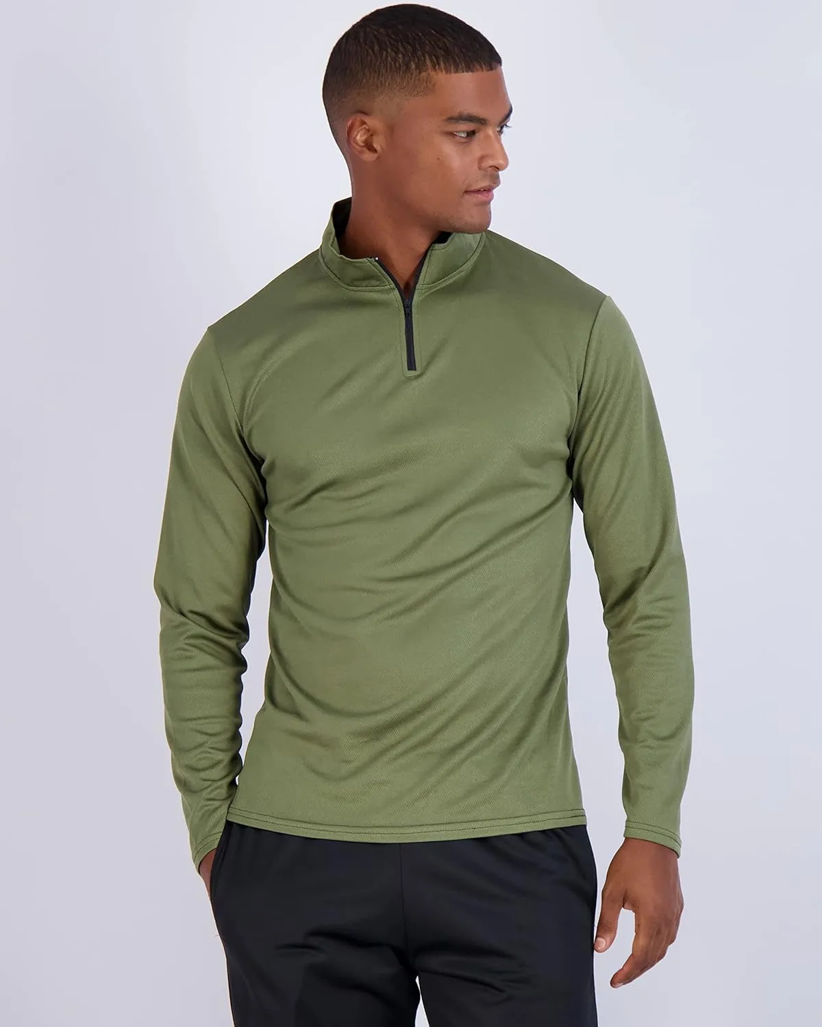 Real Essentials 3 Pack: Men's Mesh Long Sleeve Athletic Quarter Zip Pullover - Outdoor UPF 50  (Available in Big & Tall)