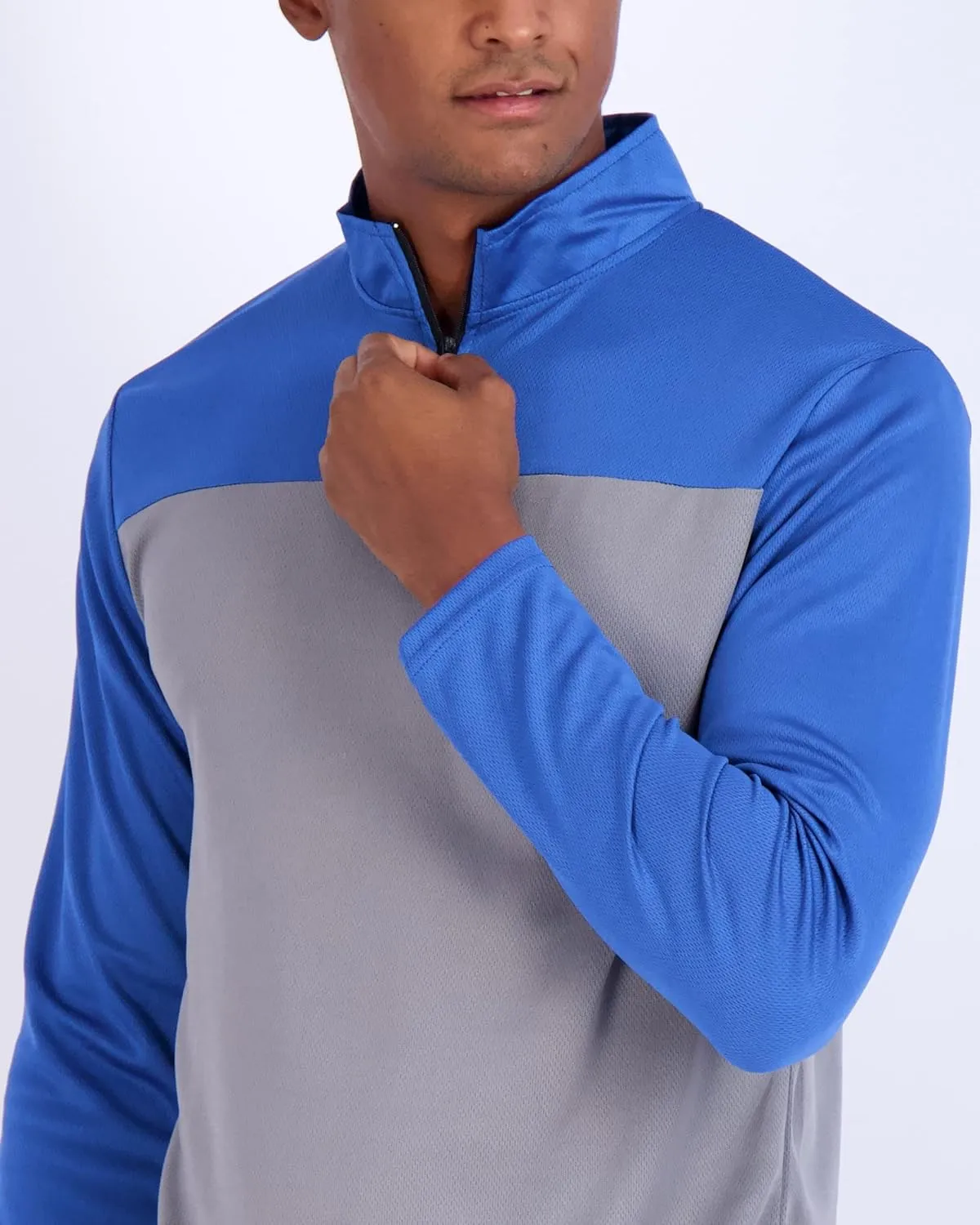 Real Essentials 3 Pack: Men's Mesh Long Sleeve Athletic Quarter Zip Pullover - Outdoor UPF 50  (Available in Big & Tall)