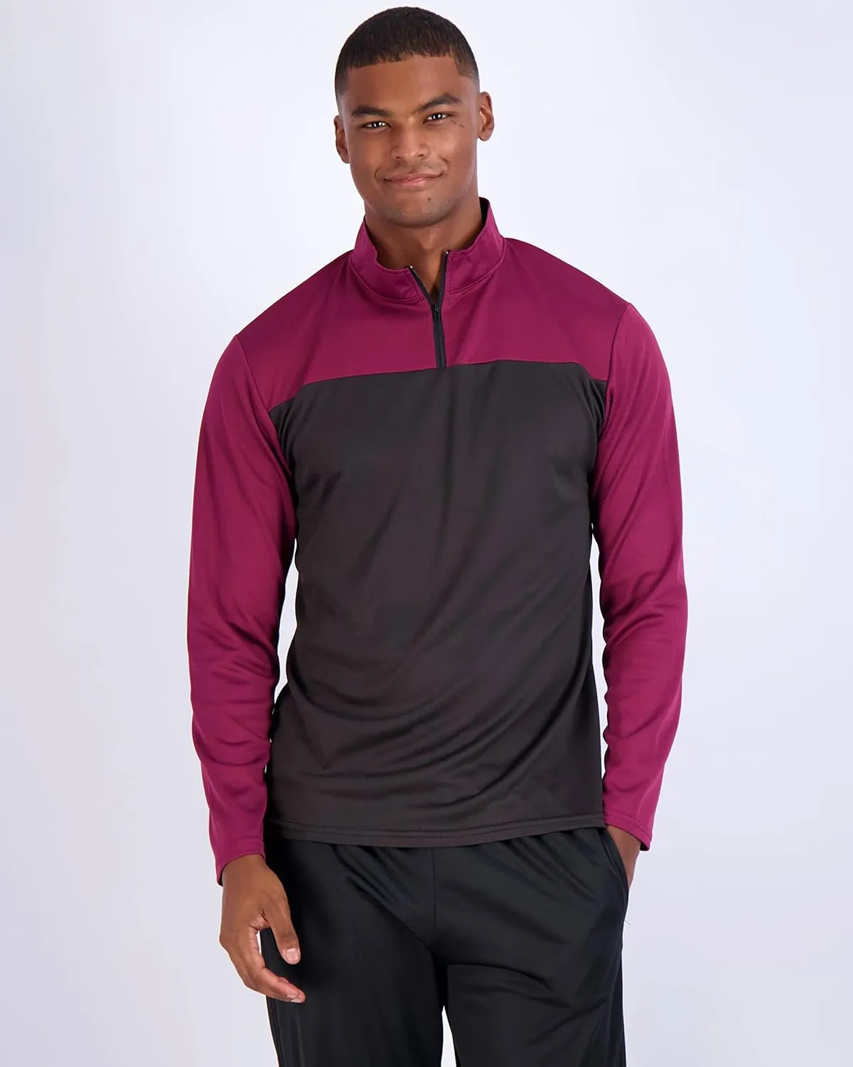 Real Essentials 3 Pack: Men's Mesh Long Sleeve Athletic Quarter Zip Pullover - Outdoor UPF 50  (Available in Big & Tall)