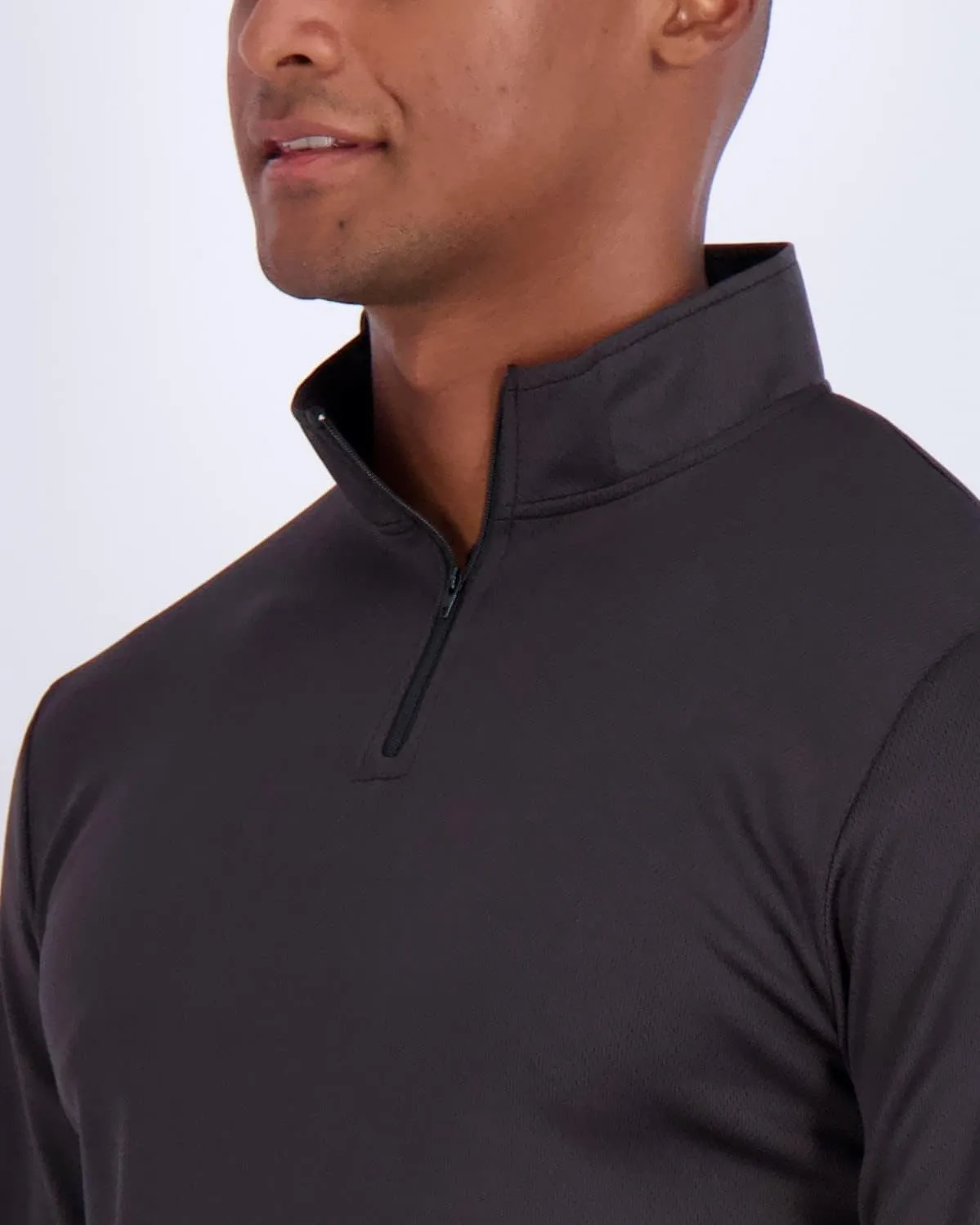 Real Essentials 3 Pack: Men's Mesh Long Sleeve Athletic Quarter Zip Pullover - Outdoor UPF 50  (Available in Big & Tall)