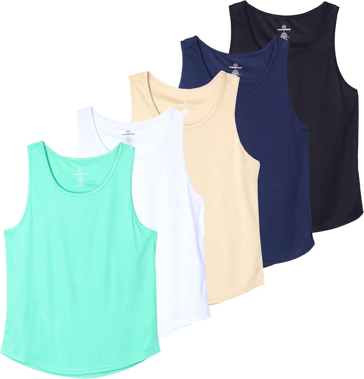 Real Essentials 5 Pack: Men's Mesh Y-Back Muscle Tank Top - Gym Workout & Bodybuilding Fitness (Available in Big & Tall)