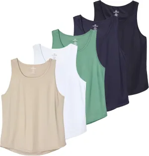 Real Essentials 5 Pack: Men's Mesh Y-Back Muscle Tank Top - Gym Workout & Bodybuilding Fitness (Available in Big & Tall)