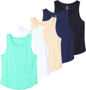 Real Essentials 5 Pack: Men's Mesh Y-Back Muscle Tank Top - Gym Workout & Bodybuilding Fitness (Available in Big & Tall)