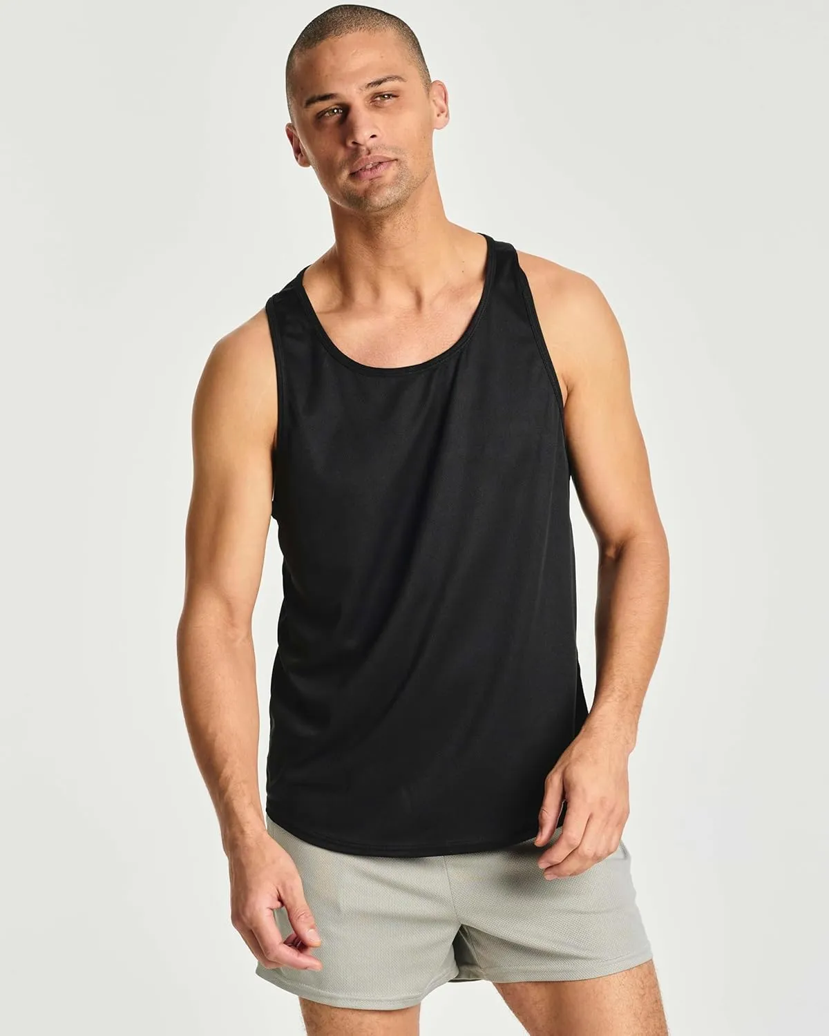 Real Essentials 5 Pack: Men's Mesh Y-Back Muscle Tank Top - Gym Workout & Bodybuilding Fitness (Available in Big & Tall)