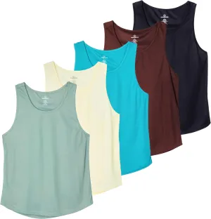 Real Essentials 5 Pack: Men's Mesh Y-Back Muscle Tank Top - Gym Workout & Bodybuilding Fitness (Available in Big & Tall)